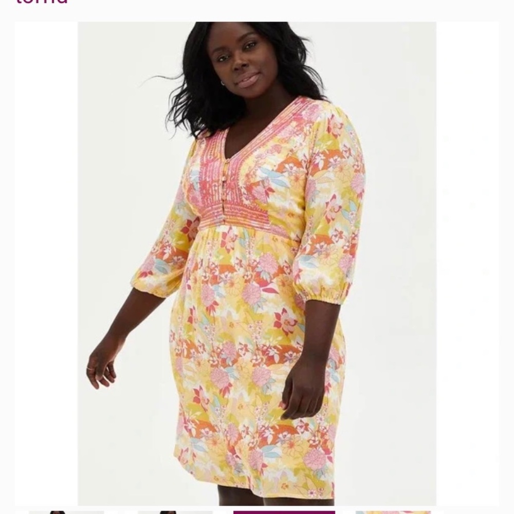 Torrid size 2 pink and yellow pastel dress